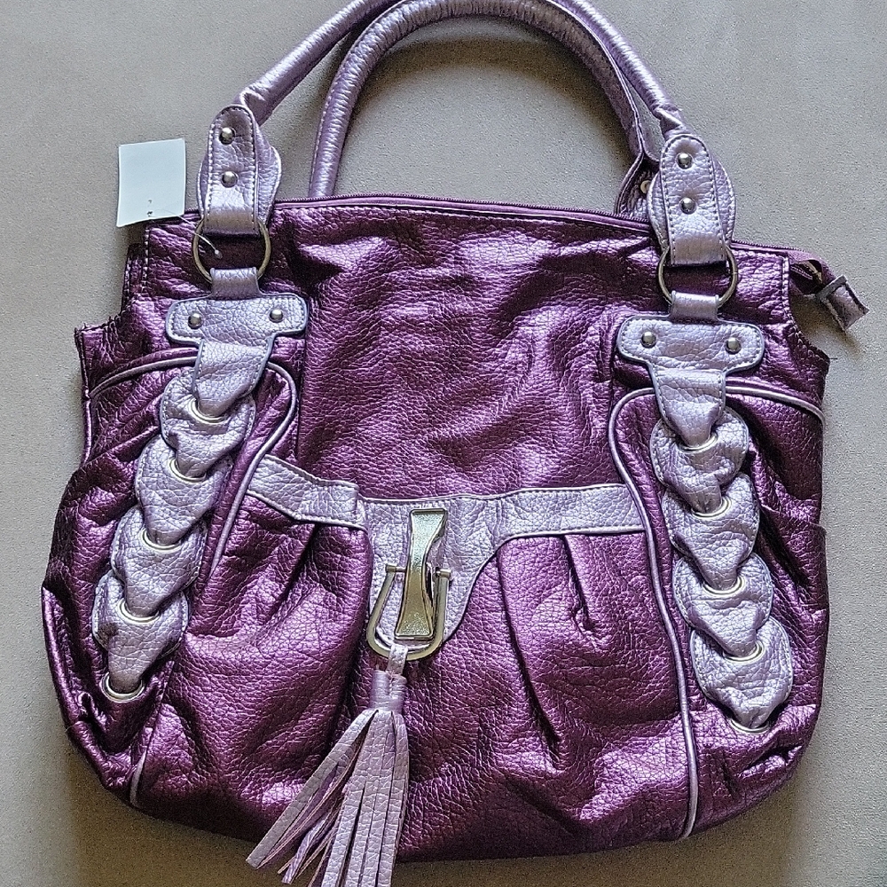 Chic Metallic Purple Shoulder Bag